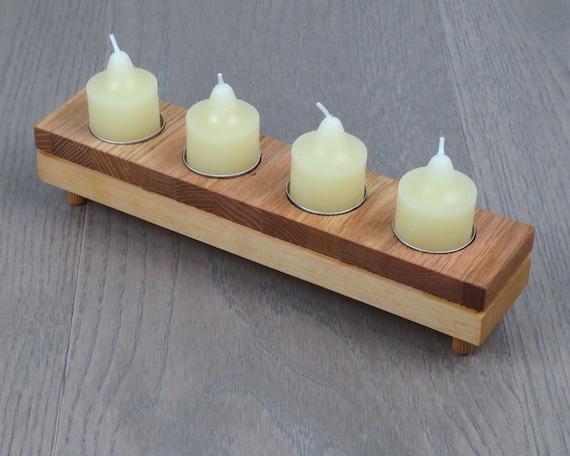 Set Of 3  Assorted Wood Slice Candle Holders