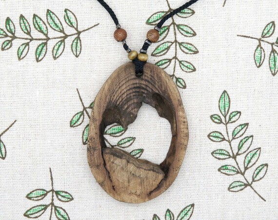 Wooden Necklace Wood Pendant Wooden Jewelry Natural Jewelry