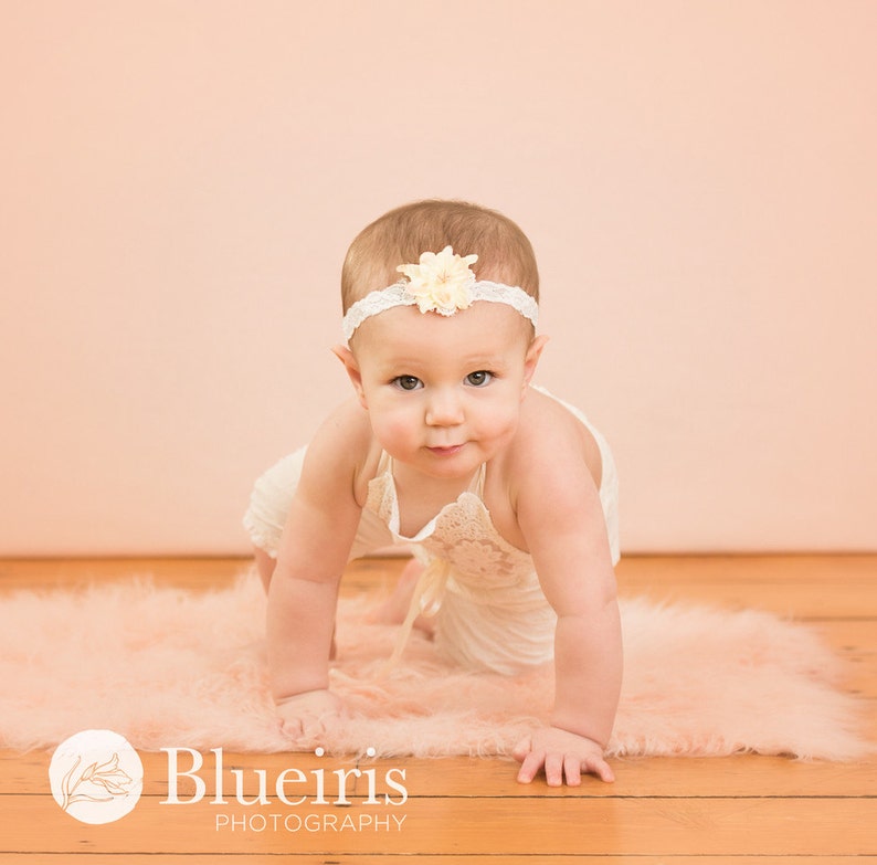 ROMPER/HEADBAND / HALO Sitter Set 6 Month 12 Month Cream Etsy