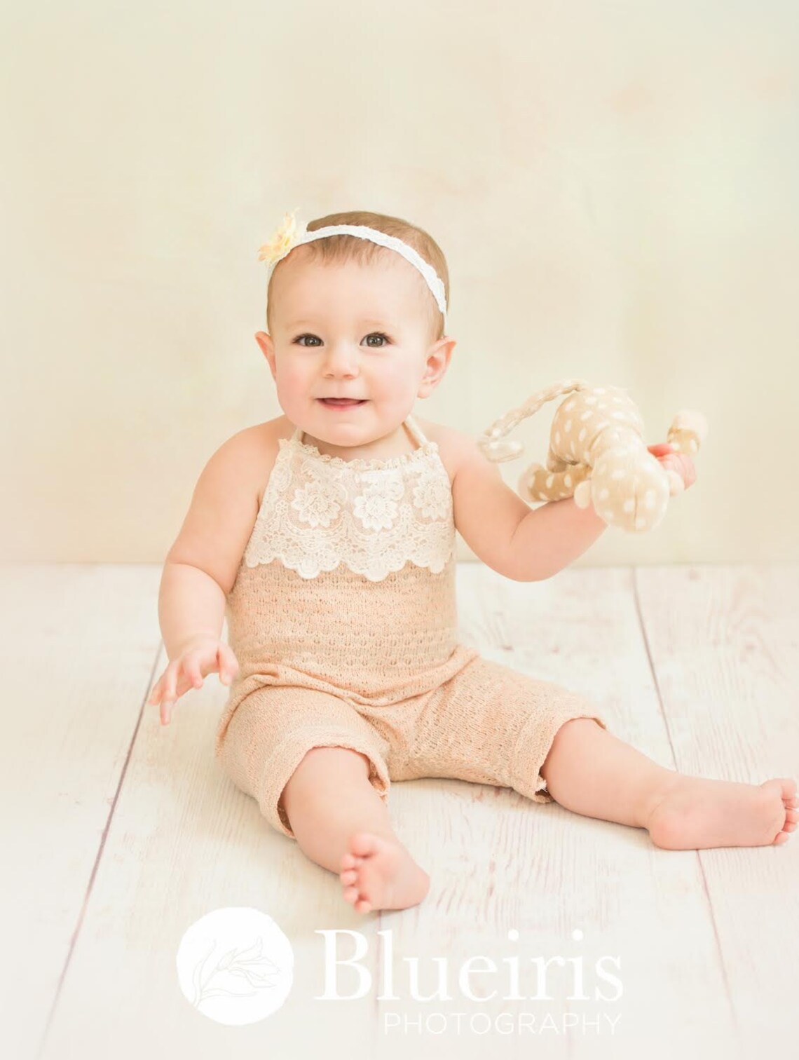 BABY ROMPER / HEADBAND 6 Month Sitter Set 12 Month Peach Etsy