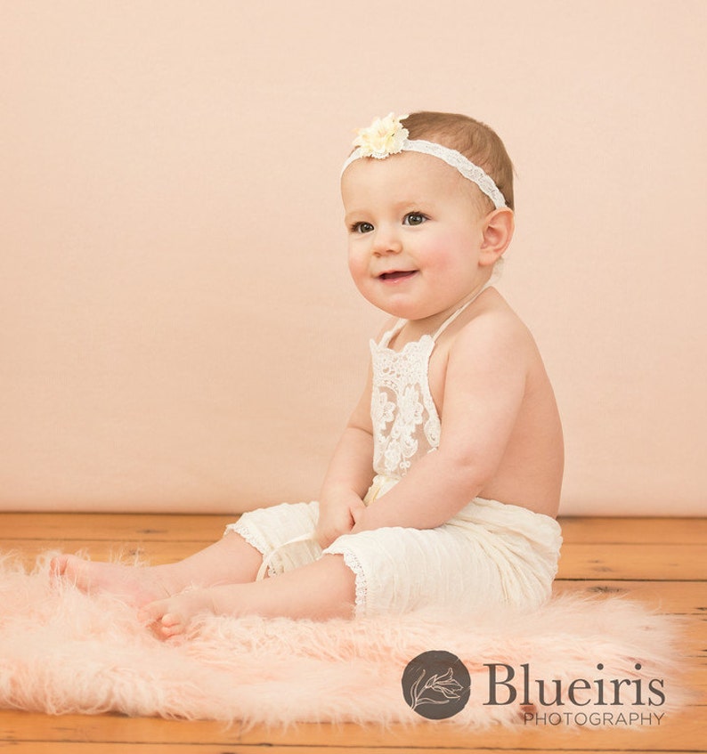 ROMPER/HEADBAND / HALO Sitter Set 6 Month 12 Month Cream Etsy
