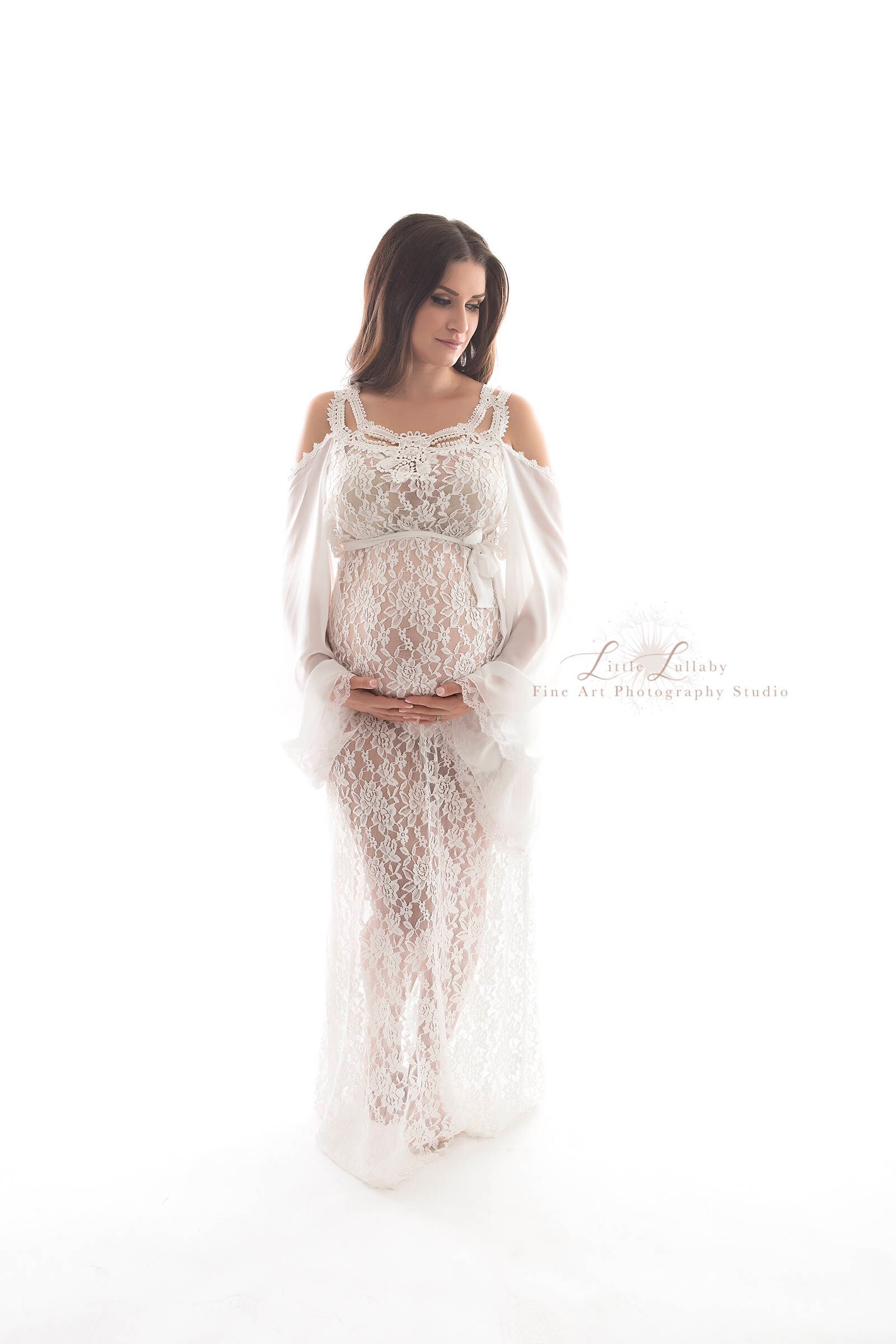 off white lace maternity dress
