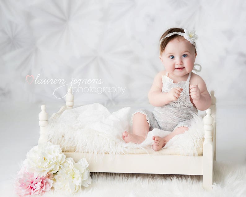 romper BABY ROMPER HEADBAND: 6 month sitter set embriodered lace 12 M sitter set photography dusty blue grey headband photo prop