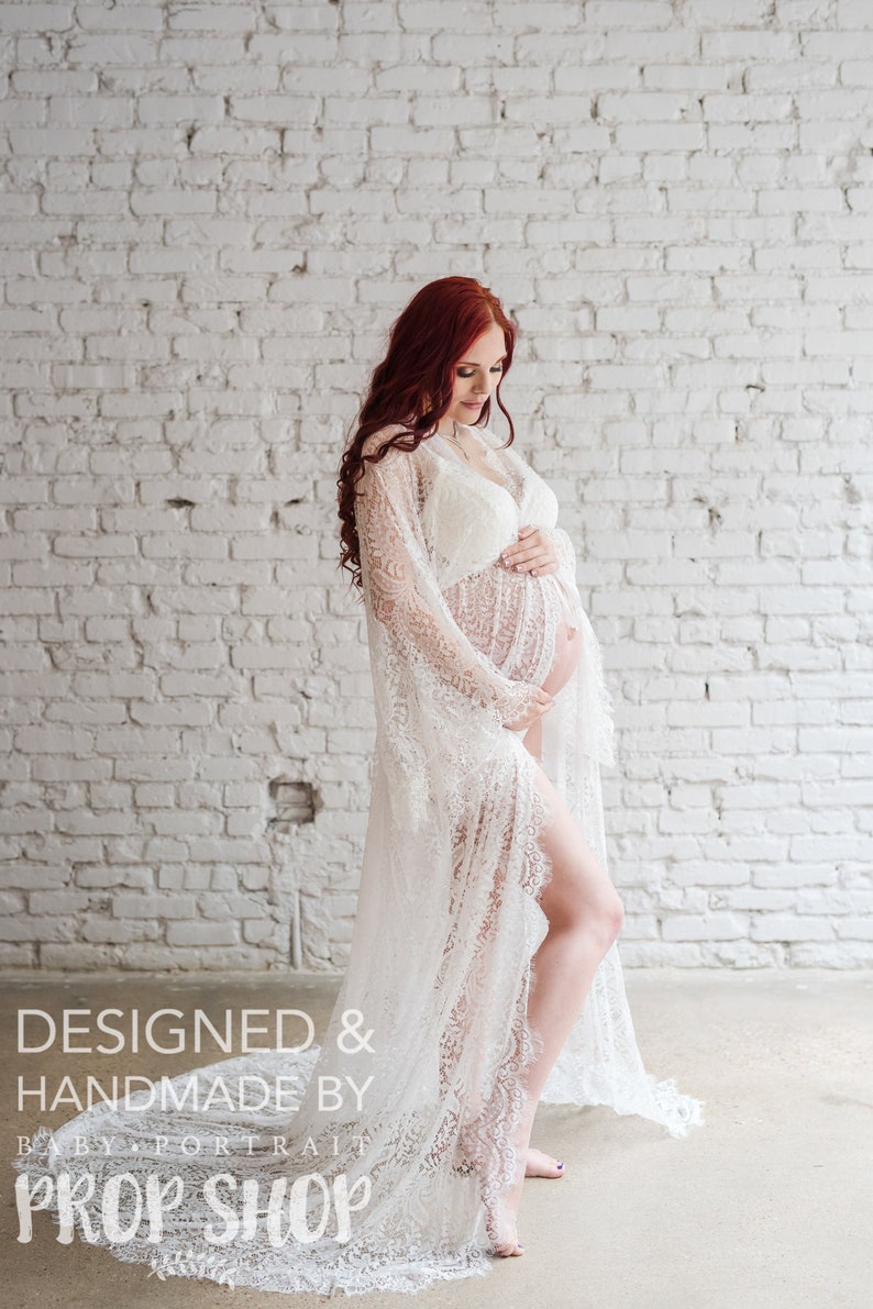 off white lace maternity dress