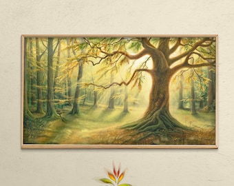 Samsung Frame TV art of mystic fantasy landscape illustration &quot;Tree of wishes&quot;, 3 digital files for download,3840x2160px_72dpi
