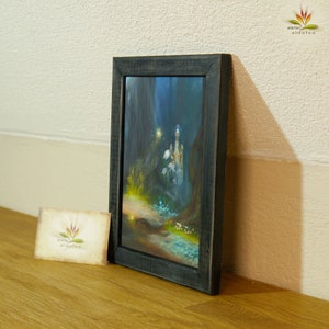 Signierter Kunstdruck von mystischer Fantasie Illustration "Nachtelfe", gerahmt 16,2 x 21,2 cm