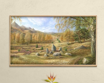 Samsung Frame TV art of mystic fantasy landscape illustration &quot;Skyrim&quot;, 3 digital files for download,3840x2160px_72dpi