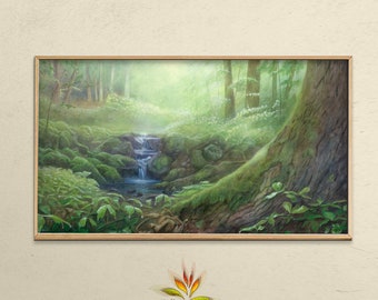 Samsung Frame TV art of mystic fantasy landscape illustration &quot;Spring&quot;, 3 digital files for download,3840x2160px_72dpi