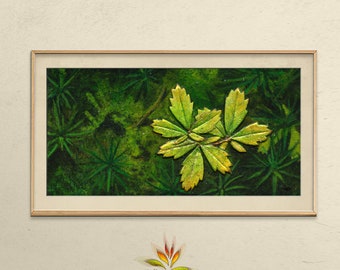 Samsung Frame TV art of my original painting &quot;Macro_Dreiblatt&quot;, 2 digital files for download,3840x2160px_72dpi