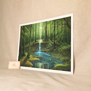 Signed Fine Art Print of fantasy landscape illustration &quot;Secret Pond&quot;, format 15,7&quot; x 11,8&quot;