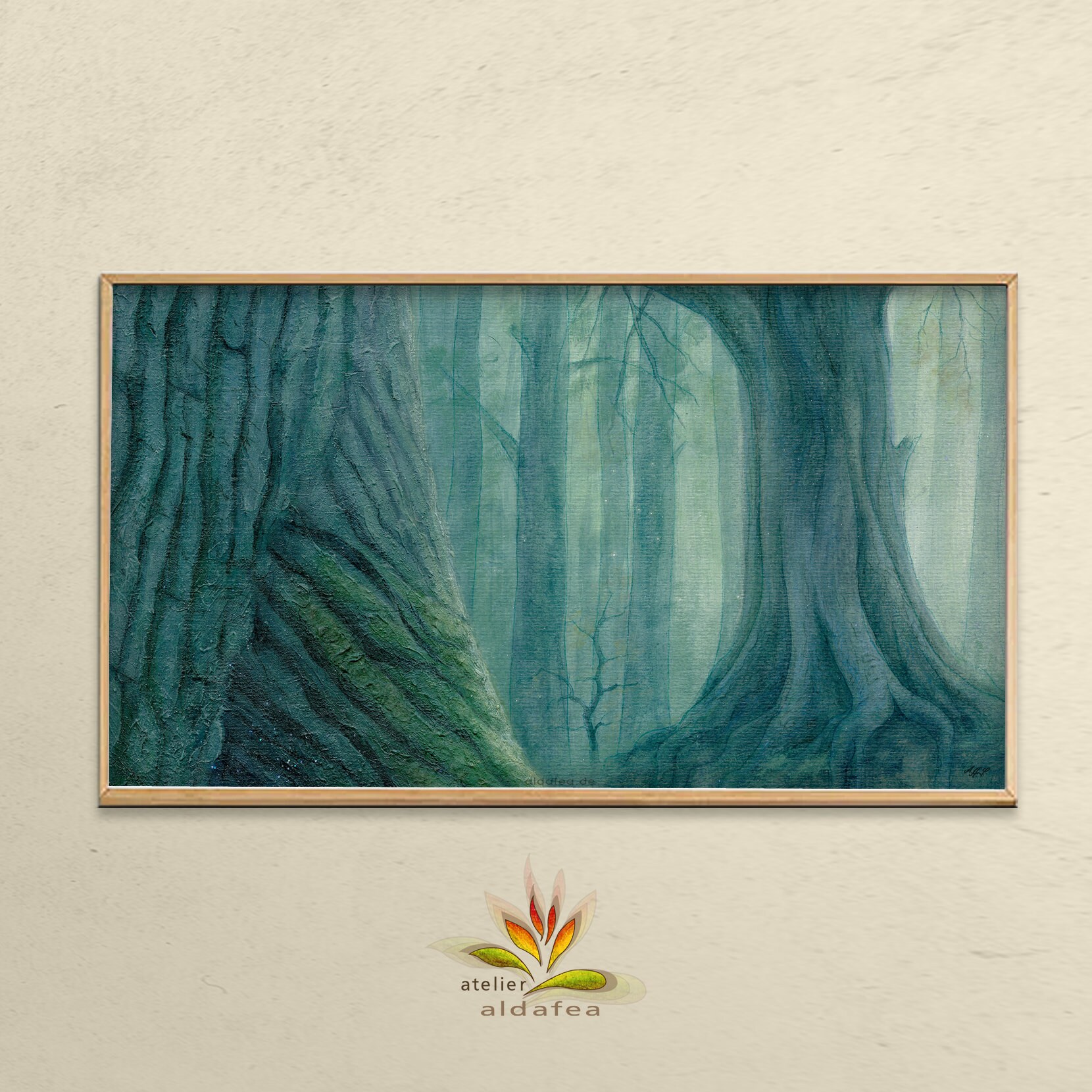 Samsung Frame TV art of mystic fantasy landscape illustration "Bark", 3 digital files for download,3840x2160px_72dpi