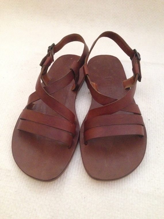 ZELOS: 2 Bar Cross Strap Leather Sandal Handmade Leather - Etsy