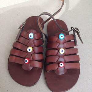FERONIA Kids :Children Leather Sandals Woven Beaded Leather Handmade Sandals &quot;custom size available&quot;