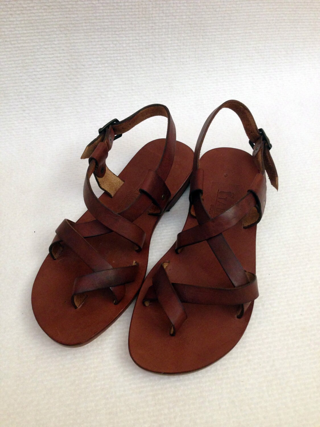 BRAS: Cross Strap Buckle Adjustable Sandal Handmade Leather - Etsy