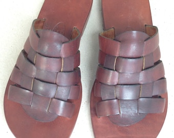 METIS: Woven Leather Sling  Handmade leather sandals custom size available
