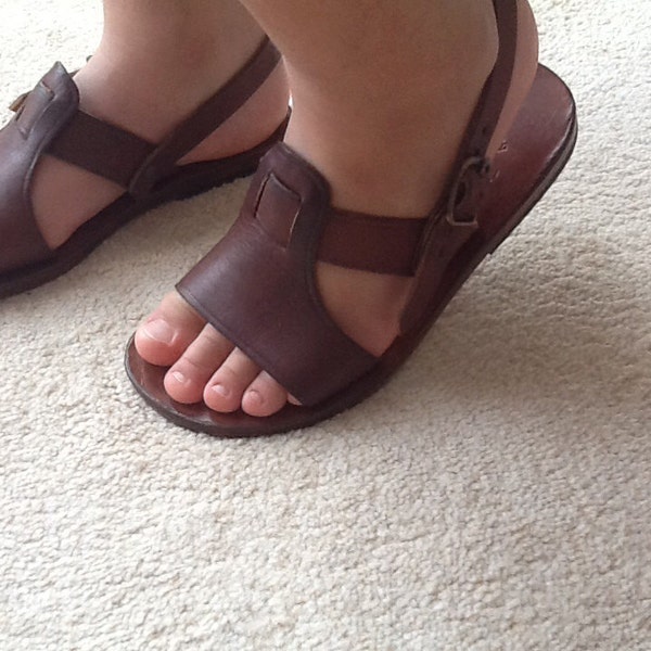 CUBIDO Kinder :Kinder Leder Sandalen 2 Riemen ''T'' Bar Ledersandale custom size verfügbar