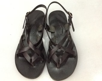 Lederen sandalen zwart, cross vastgebonden sling rug, open teen flats, Toe Loop Sandals, Boho Flat Low Heel, Custom Size Sandals