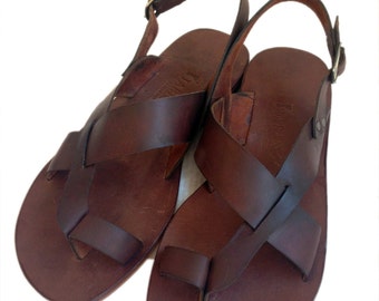 AIAS: Toe Thong Sling Back Leather Sandal Handmade leather sandal custom size available