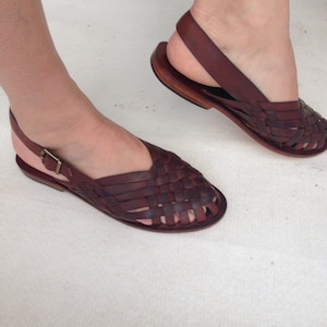 AEGINA: Woven Leather Buckle Sling Back Mule Handmade leather sandal custom size available