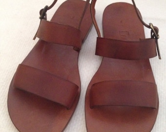 PARIS: Double Wide Bar Sling Back Sandal Handmade leather sandals custom size available