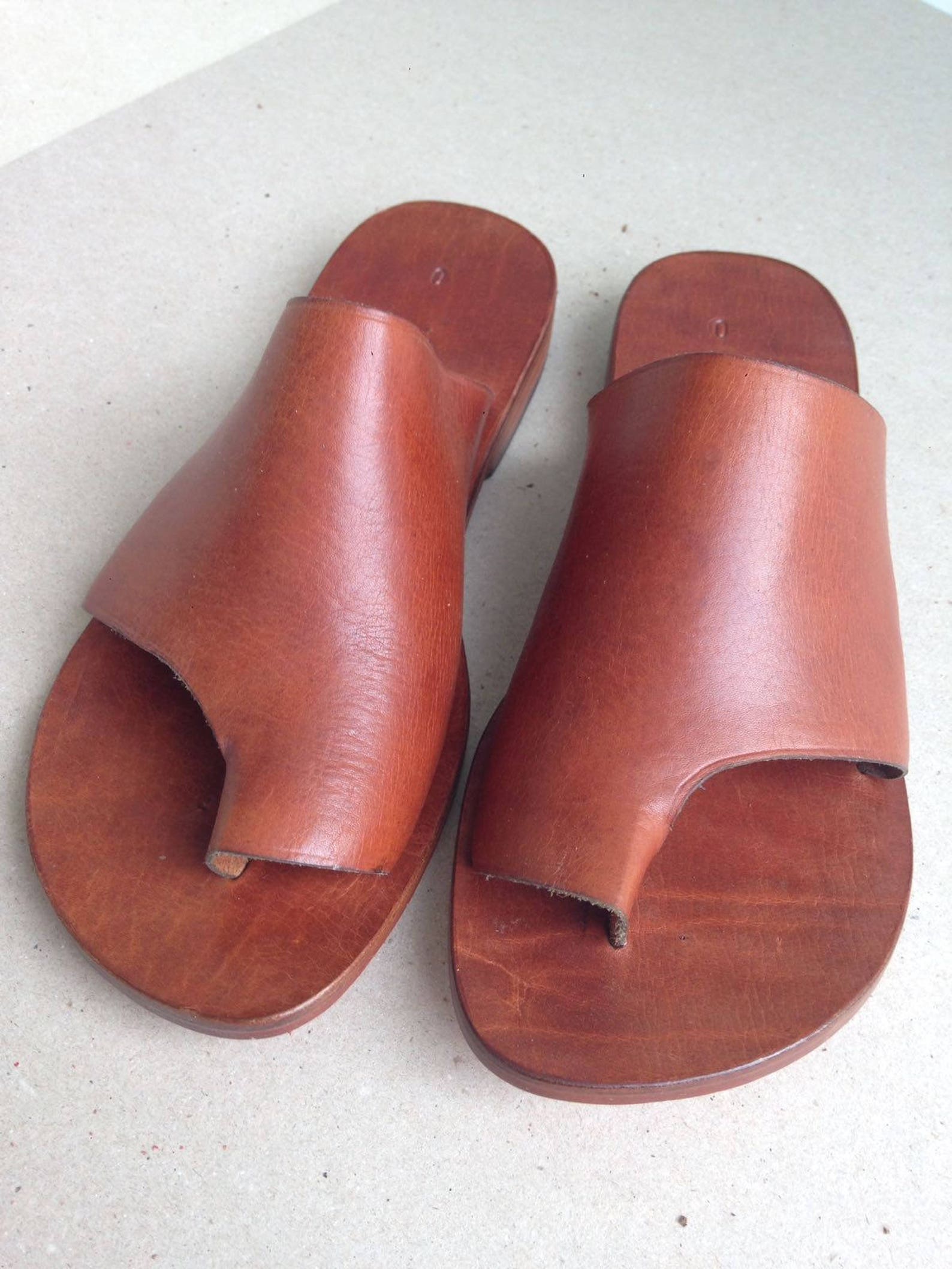 POSEIDON : Leather Slide Handmade leather sandals Genuie - Etsy 日本