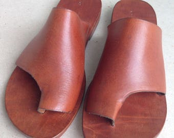 POSEIDON : Leather Slide Handmade leather sandals Genuie Leather Sandals custom size available
