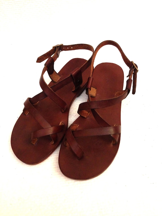 Buy > leather cross sandals > in stock