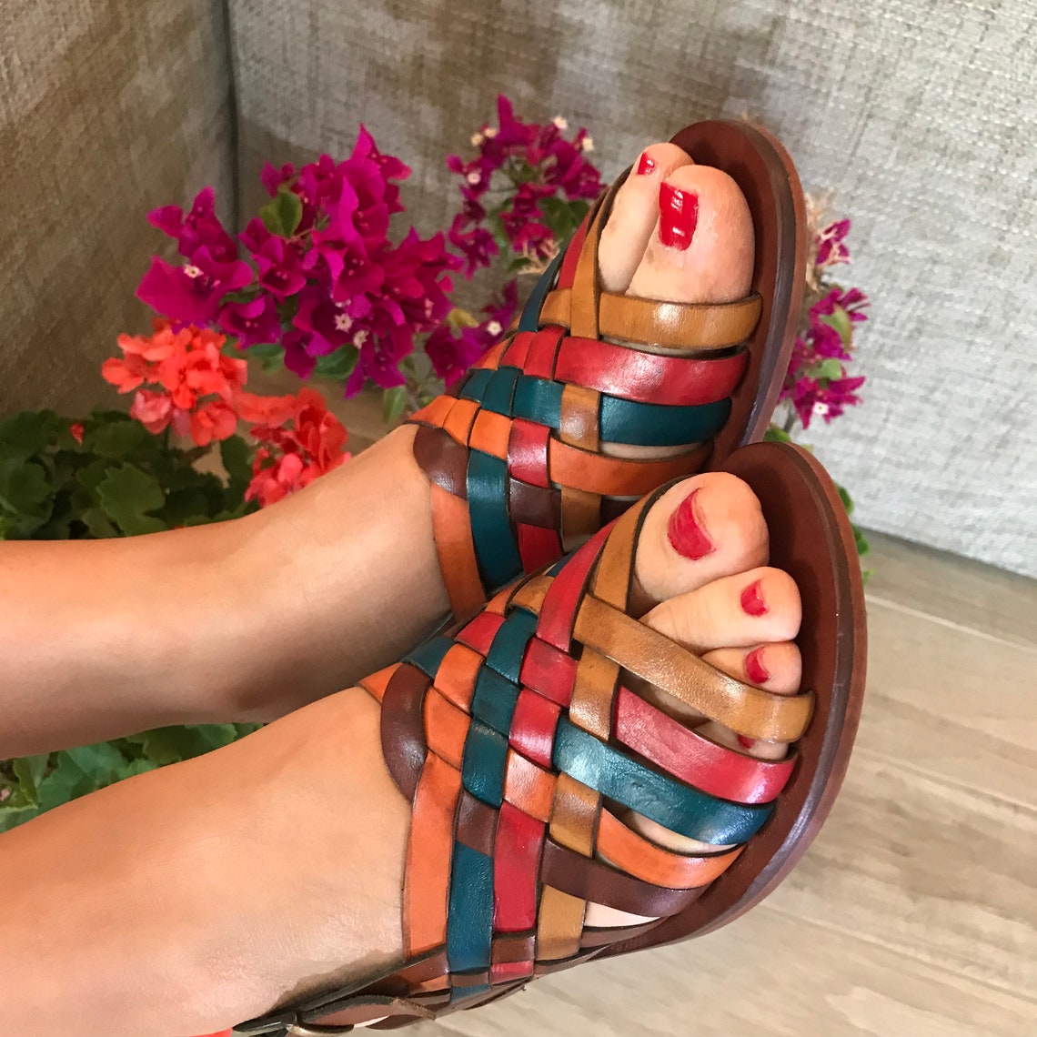colorful leather sandals