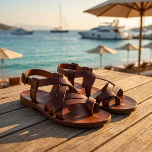 Handmade Leather Gladiator Sandals: Greek Style, Bodrum Artisan Craftsmanship