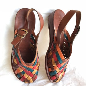 Colored Leather Sandals, Leather Sandals Unisex, Woven Leather Buckle, Sling Back Mule, Custom Size Available, Buckle Adjustable Sandals image 10