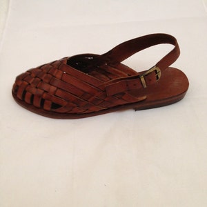 AEGINA: Woven Leather Buckle Sling Back Mule Handmade Leather Sandal ...