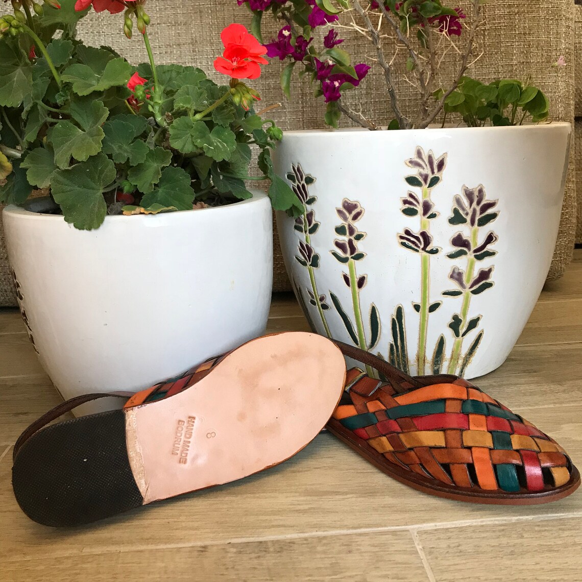 colorful leather sandals