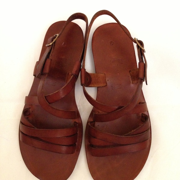 DESPOINA: Multi Strap Sling Back Sandal Handmade leather sandal custom size available