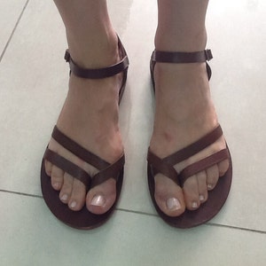 Leather Sandals Women, Cut Out Leather, Boho Flat Low Heel, Summer Leather Shoes, Cross Strap Sandals, Buckle Adjustable Sandals
