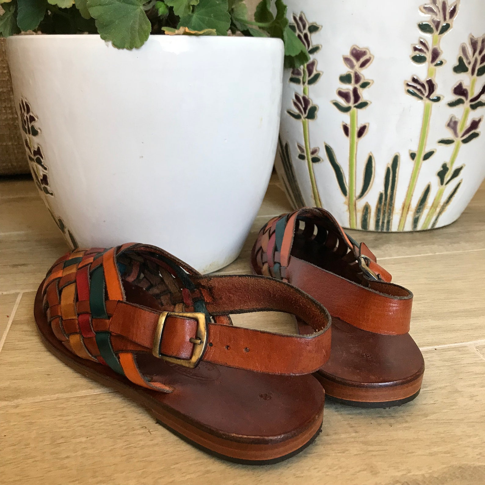 multicolor leather sandals