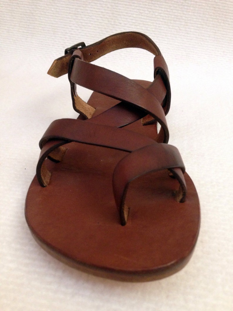 BRAS: Cross Strap Buckle Adjustable Sandal Handmade Leather - Etsy