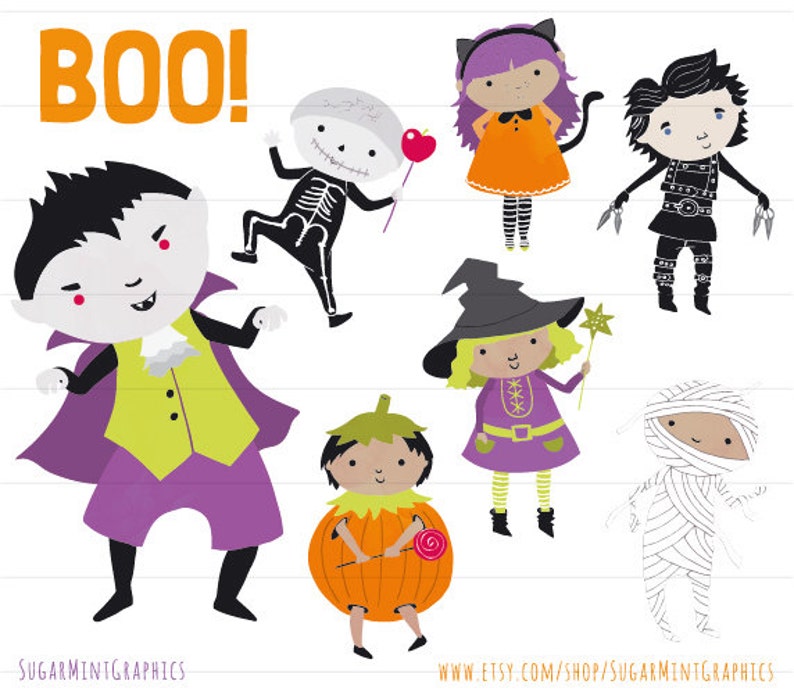 Halloween Clip Art Halloween Clipart Kids Costumes Vampire | Etsy