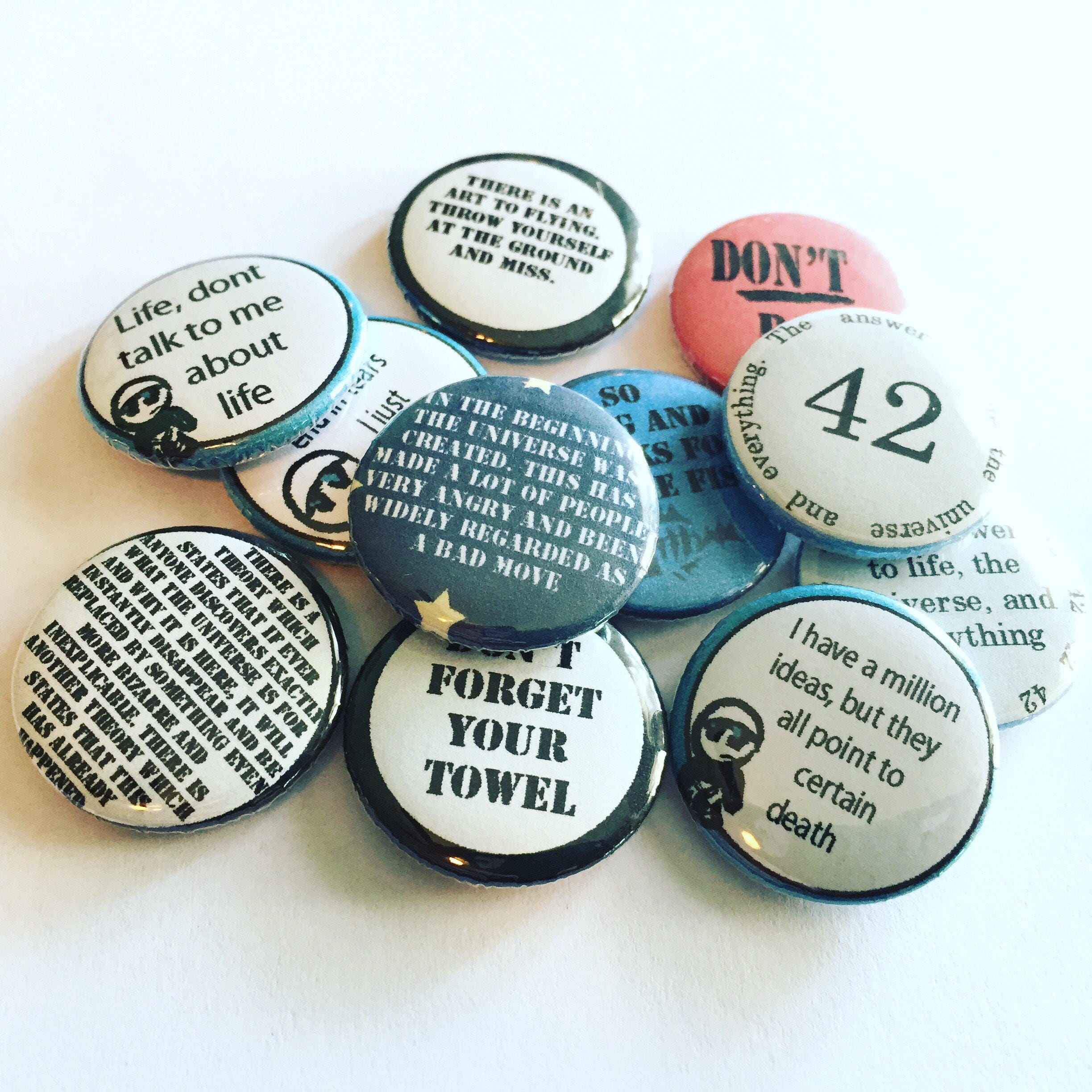 hitchhikers guide to the galaxy set of 1 inch badges pinback buttons …