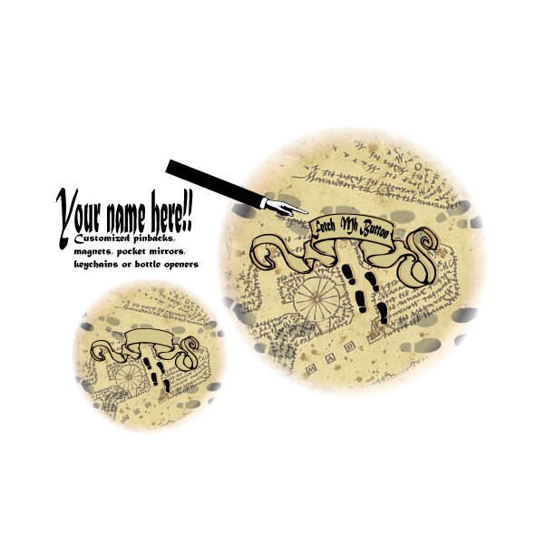 Map - HP inspired CUSTOMIZED with your name - Pinbacks, Magnets, Pock…