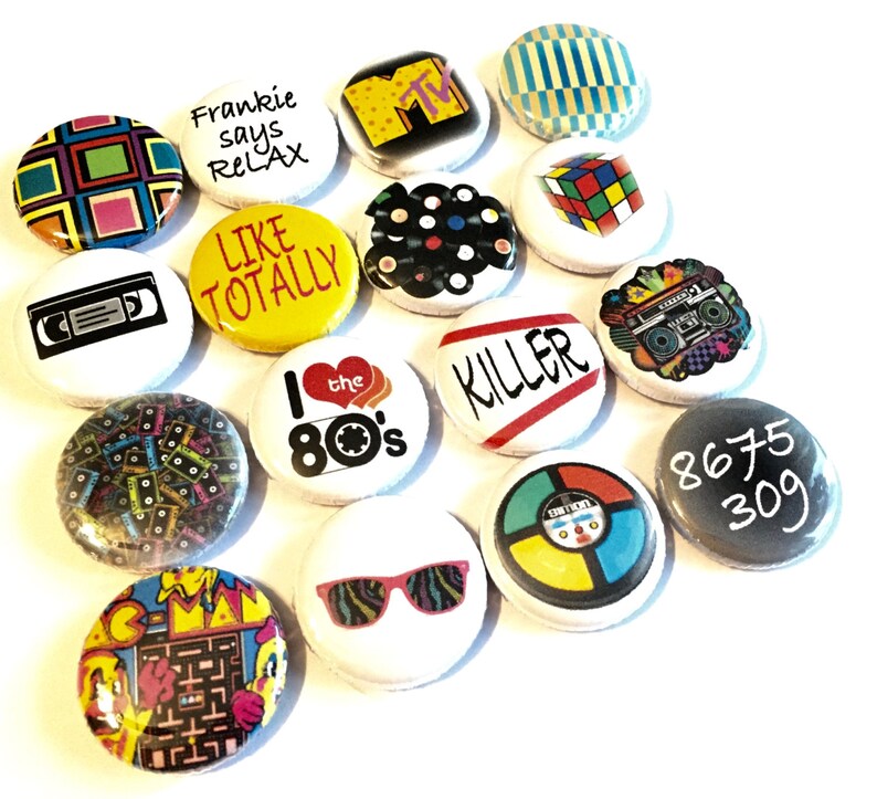 80's Pinback Buttons Set of 16 I Heart the 80's | Etsy