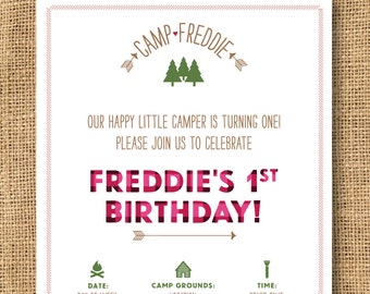 Girls Camp Themed Birthday Invitation - Printable