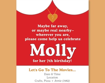 Girls "Annie" Themed Birthday Invitation (Annie / Movie Party)