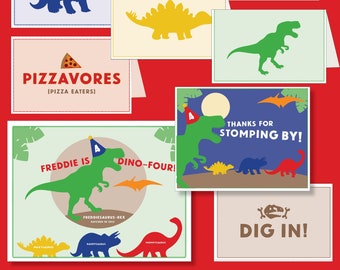 Boys Dinosaur Themed Birthday - Printable ("Dino-Four"/4th Birthday)