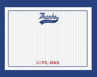 Boys Baseball-Themed Birthday Thank You Card - Printable ("Rookie of the Year")