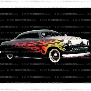 Vintage Hot Rod Photographic Print, Flamin&#39; Lead Sled