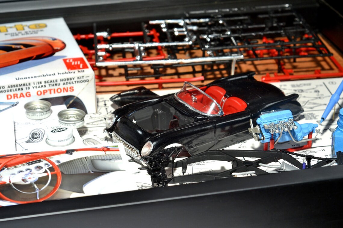 Nostalgic Model Car Shadowbox No. 1 1955 Chevy Corvette - Etsy