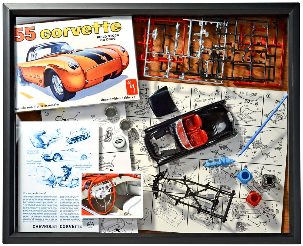 Nostalgic Model Car Shadowbox No. 1 1955 Chevy Corvette - Etsy