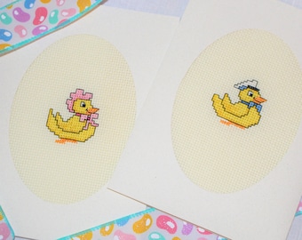 Baby Ducklings Boys & Girls Cross-Stitch Greeting Cards