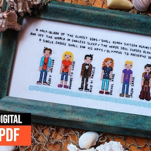 Percy Jackson Modernes Kreuzstichmuster „Little Heroes“ Annabeth, Nico, Jason, Reyna, Rachel – PDF