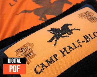 Percy Jackson Modern Cross Stitch Pattern "Camp Half-Blood Logo" PDF